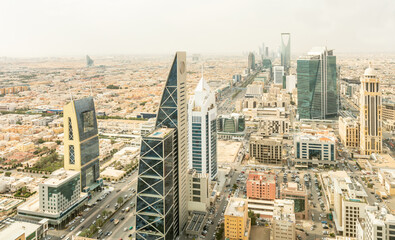 Aerial panorama of Al Olaya, the downtown of Riyadh city, Al Riyadh, Saudi Arabia