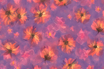 Floral pattern background, watercolor art style. Generative AI