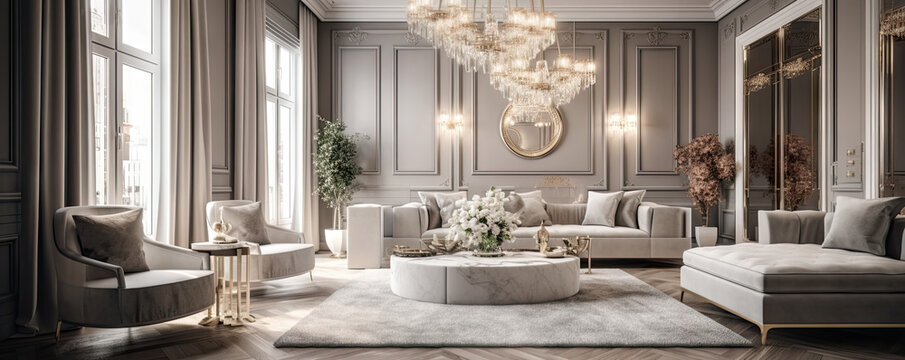 Luxurious Interior Design With Furniture, generative ai