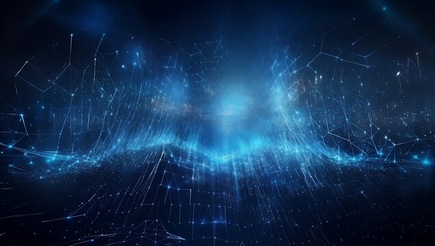The Future of Cyberspace: Abstract Technological Background in Blue.Explore the Potential of Cyberspace: Modern Tech Backgrounds in Blue.Big  Generative AI,