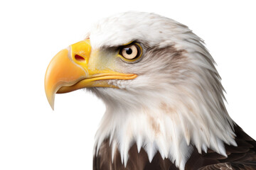 Obraz premium an isolated bald eagle (Haliaeetus leucocephalus) , portrait close-up, preservation, Wildlife-themed, photorealistic illustration on a transparent background cutout in PNG. Generative AI