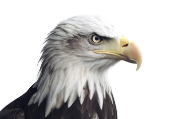 Obraz premium an isolated bald eagle (Haliaeetus leucocephalus) , portrait close-up, preservation, Wildlife-themed, photorealistic illustration on a transparent background cutout in PNG. Generative AI