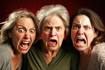 Very angry mature women. Generative AI.	
