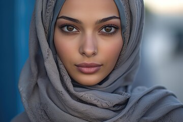 Naklejka premium Portrait of a very attractive Young arabic woman looking at the camera. generative AI