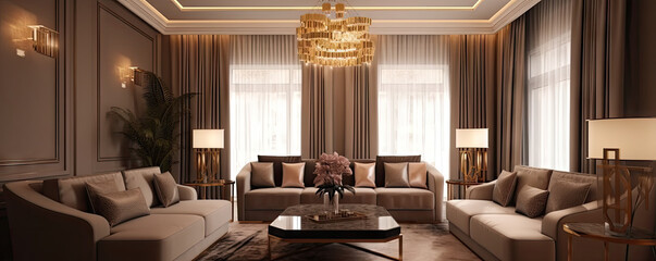 Fototapeta na wymiar Luxurious Interior Design With Furniture, generative ai