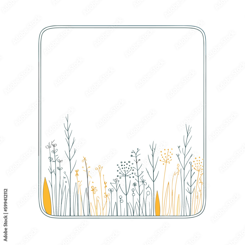 Wall mural square vector frame of flowers isolated