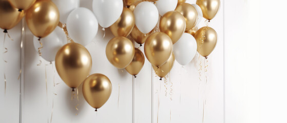 Fototapeta na wymiar Background balloons, gold and white