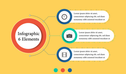 Infographic design with 3 branches and yellow background