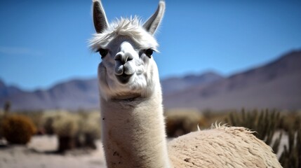 Obraz premium llama in the mountains generative ai