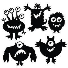 Cute monster silhouette vector cartoon illustration © primus44