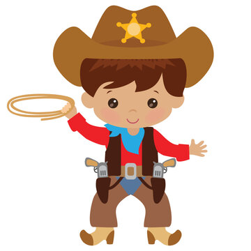 Cowboy with lasso vector cartoon illustration