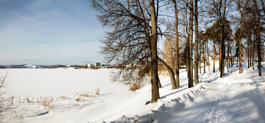 Pond, park and estate "Demidovskaya Dacha". Southeast side. Nizhny Tagil. Sverdlovsk region. Russia