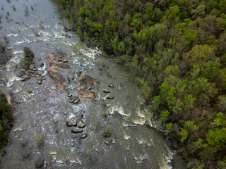 Catawba river rocks and rapids in South Carolina