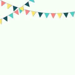 Carnival design elements. Birthday garlands with colorful flags isolated on the white background
