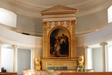 Simple Altar In The Cathedral Of Helsinki Finland