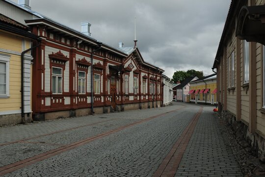 Front Side Of Marela Museum House In Rauma Finland On An Overcast Summer Day