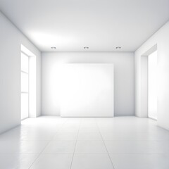 empty white room with white walls and a window on the side