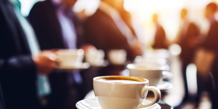 Coffee break at conference meeting. Business and entrepreneurship.
