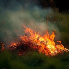 fire on the grass