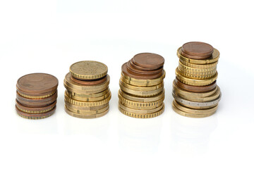 stack of euro coins on white background 2