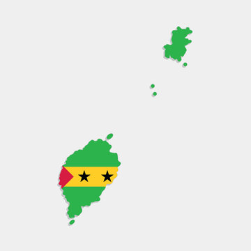 sao tome and principe map with flag on gray background