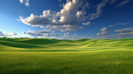 Fototapeta premium Idyllic Landscape with Clouds in the Style of a Computer Wallpaper - generative AI