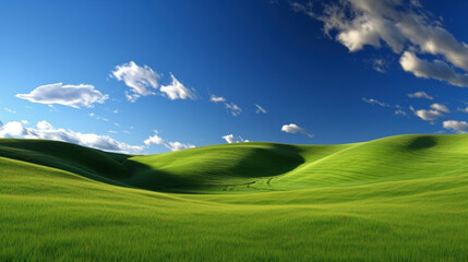 Idyllic Landscape with Clouds in the Style of a Computer Wallpaper - generative AI