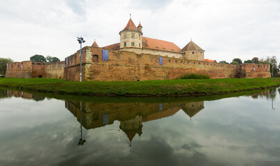 Naklejka na ściany i meble Castle in Fagaras is arhitectural landmark in Romania.