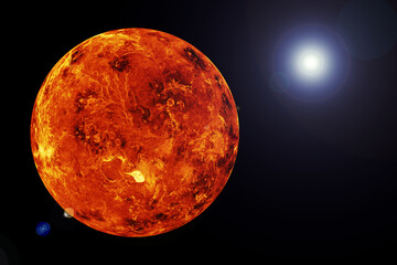 The planet Venus on a dark background. Elements of this image furnished NASA.