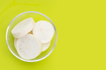 Sliced Japanese daikon. Fresh vegetables
