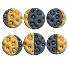 6 elements of the moon in 3D