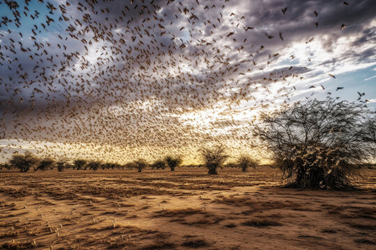 A Cloud of Locusts Devastating the Countryside - generative AI