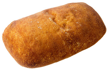 loaf of white wheat ciabatta bread on white background