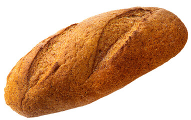 loaf of white wheat bread isolated on white background