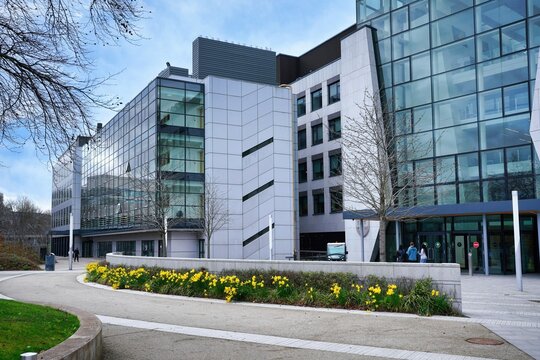 Campus of University College, Dublin, with modern buildings