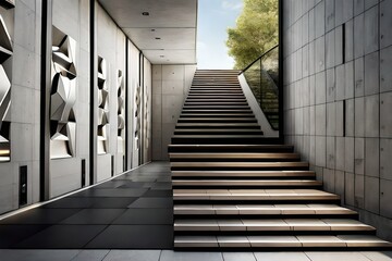 Concrete Elegance: The Modern Stairs in a Contemporary Building