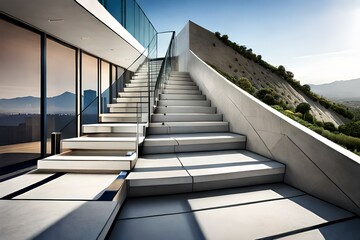 Fototapeta premium The Beauty of Concrete: Exploring the Design of Modern Stairs in Wall