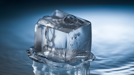 ice cube and water