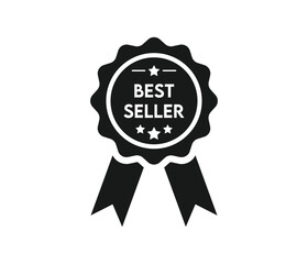 Best seller badge vector icon ,Certified or approved ribbon for best seller used for online stores