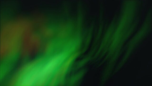 Mystical green aurora waves on night sky, motion abstract nature, galaxy and futuristic style background