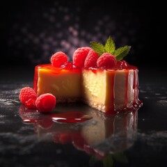 A delicious piece of cheesecake. Generative AI
