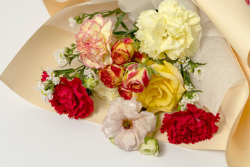 Bouquet of carnations and roses