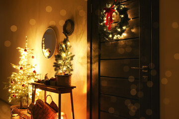 View of beautiful entry way decorated for Christmas