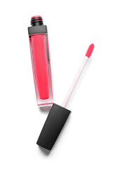 Fototapeta premium Red lipgloss isolated on white background