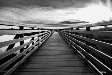 wooden bridge over the wetlands