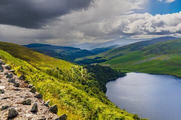 Fototapeta premium landscape with lake and mountains