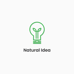light bulb. natural idea logo design template. light bulb idea logo