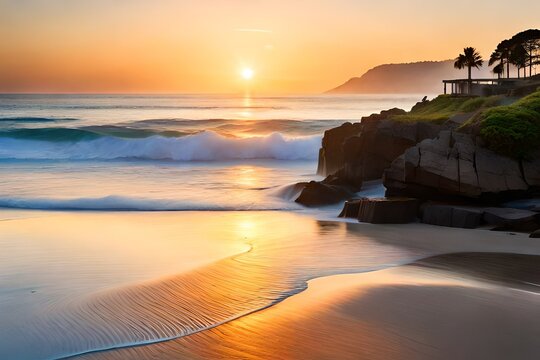 sunset on the beach generative ai