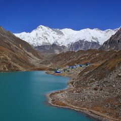 Obraz premium Gokyo Valley and Mount Cho Oyu, Nepal.