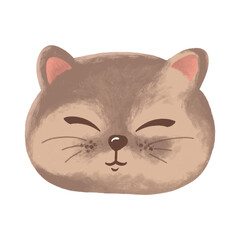 Hand drawn cute kitten smile illustration